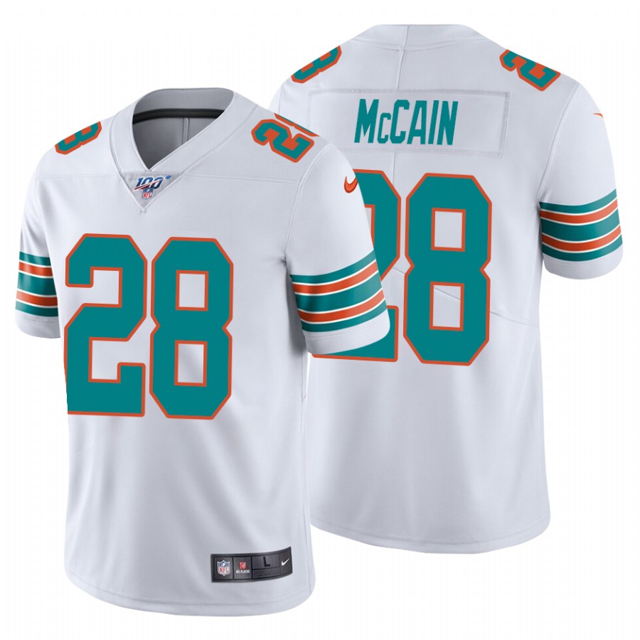 Nike Miami Dolphins 28 Bobby Mccain White Alternate Men Stitched NFL 100th Season Vapor Untouchable Limited Jersey